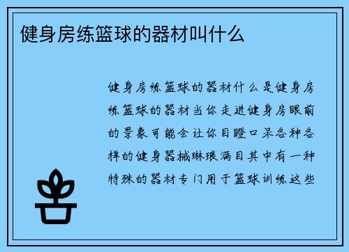 健身房练篮球的器材叫什么